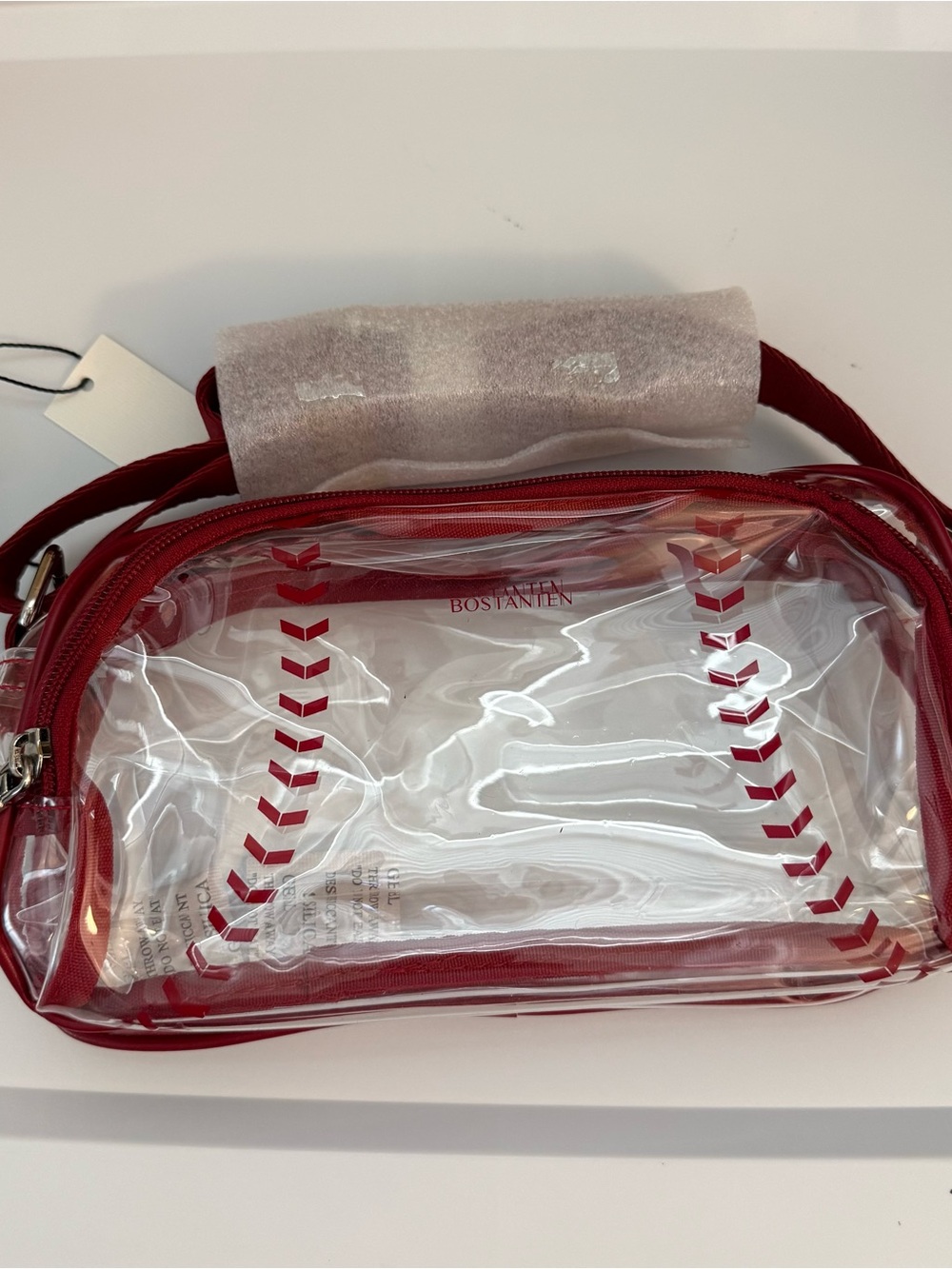 Bostanten Transparent Shoulder Cosmetic Bag in Red